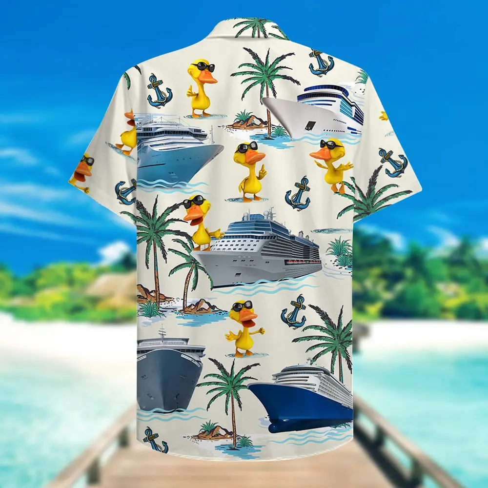 Cruising Duck Unisex Hawaiian Shirt Aloha Shirt Summer Vibe Gift for Cruise Trips - Duck & Cruise Pattern HWBN2765616 - Beltina