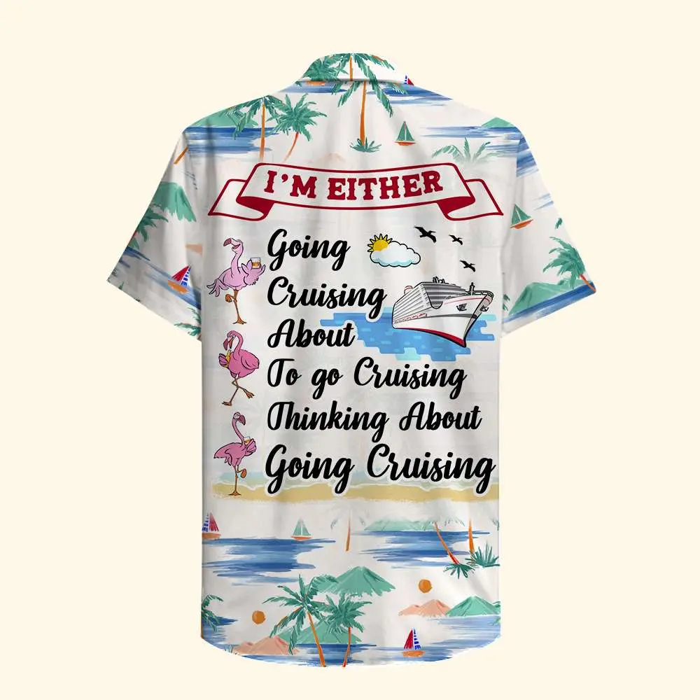Cruising Flamingo Unisex Hawaiian Shirt Aloha Shirt Summer Vibe I'm Either Going Cruising HWBN2765617 - Beltina