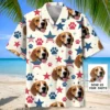 Custom Photo Dog Face Retro Paws Prints Hawaiian Shirt HWBN2764931 - Beltina