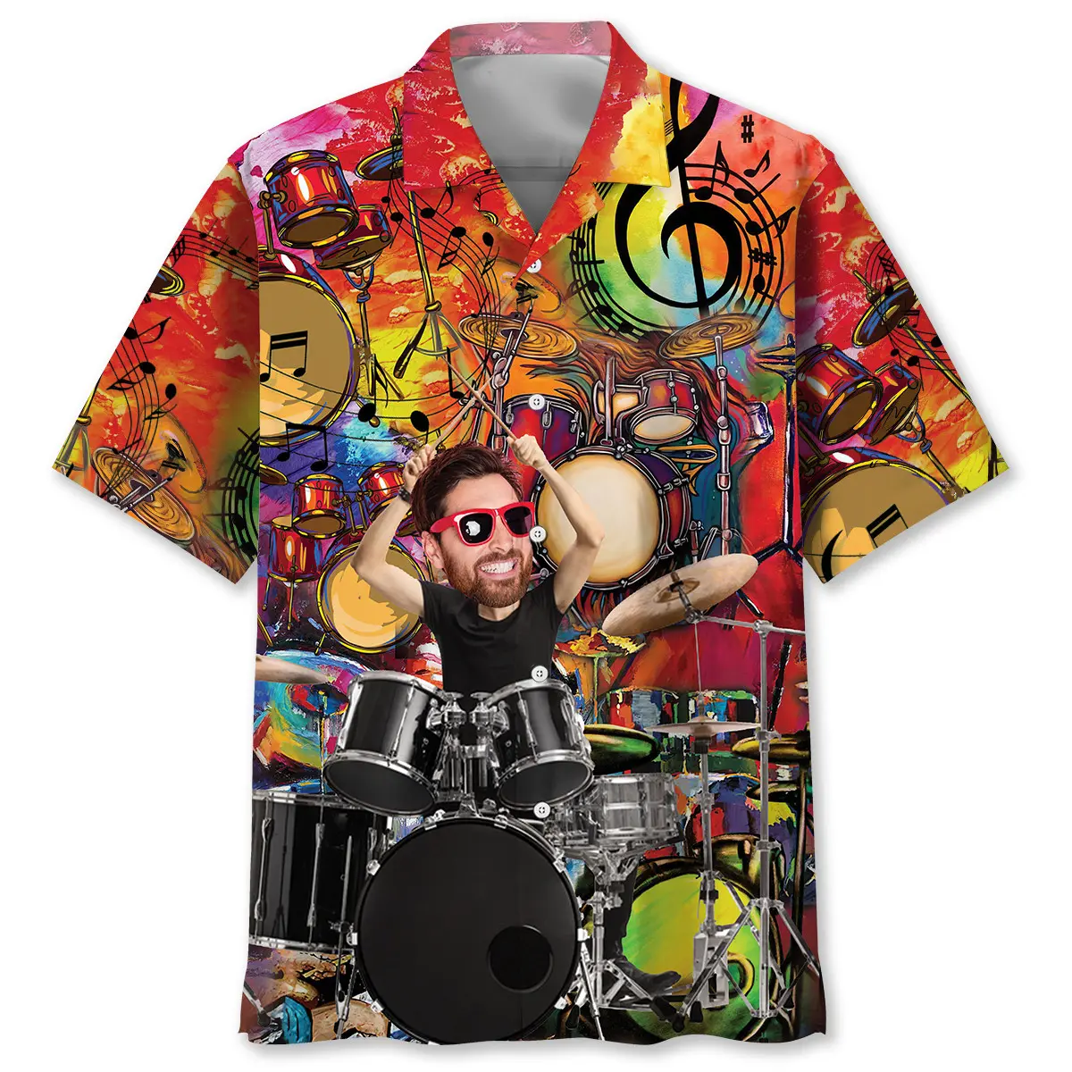 custom-photo-face-vintage-drum-hawaiian-shirt-1