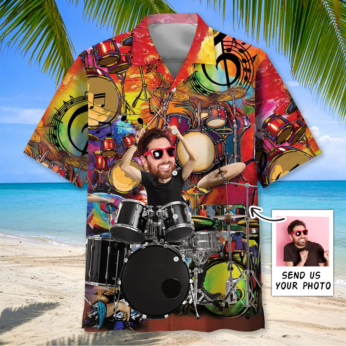 custom-photo-face-vintage-drum-hawaiian-shirt