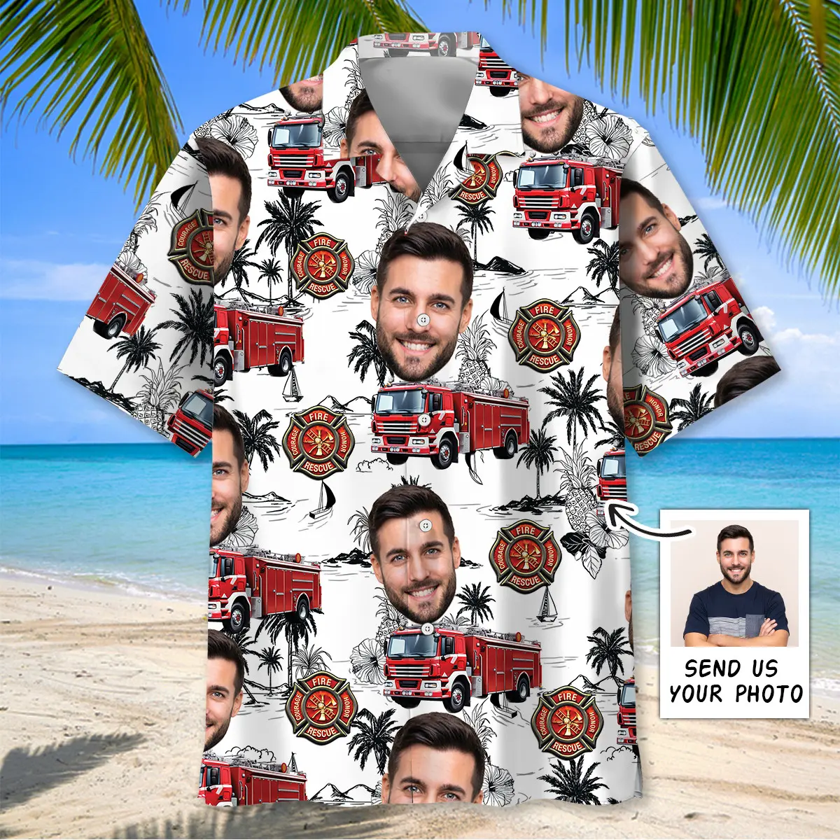 custom-photo-firefighter-truck-hawaiian-shirt