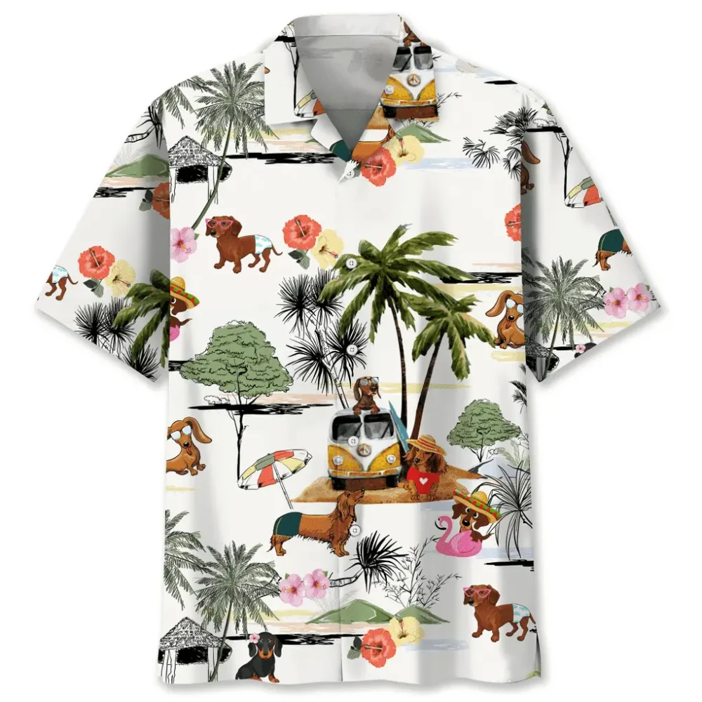 Dachshund Beach Funny Hawaiian Shirt HWBN2762131 - Beltina