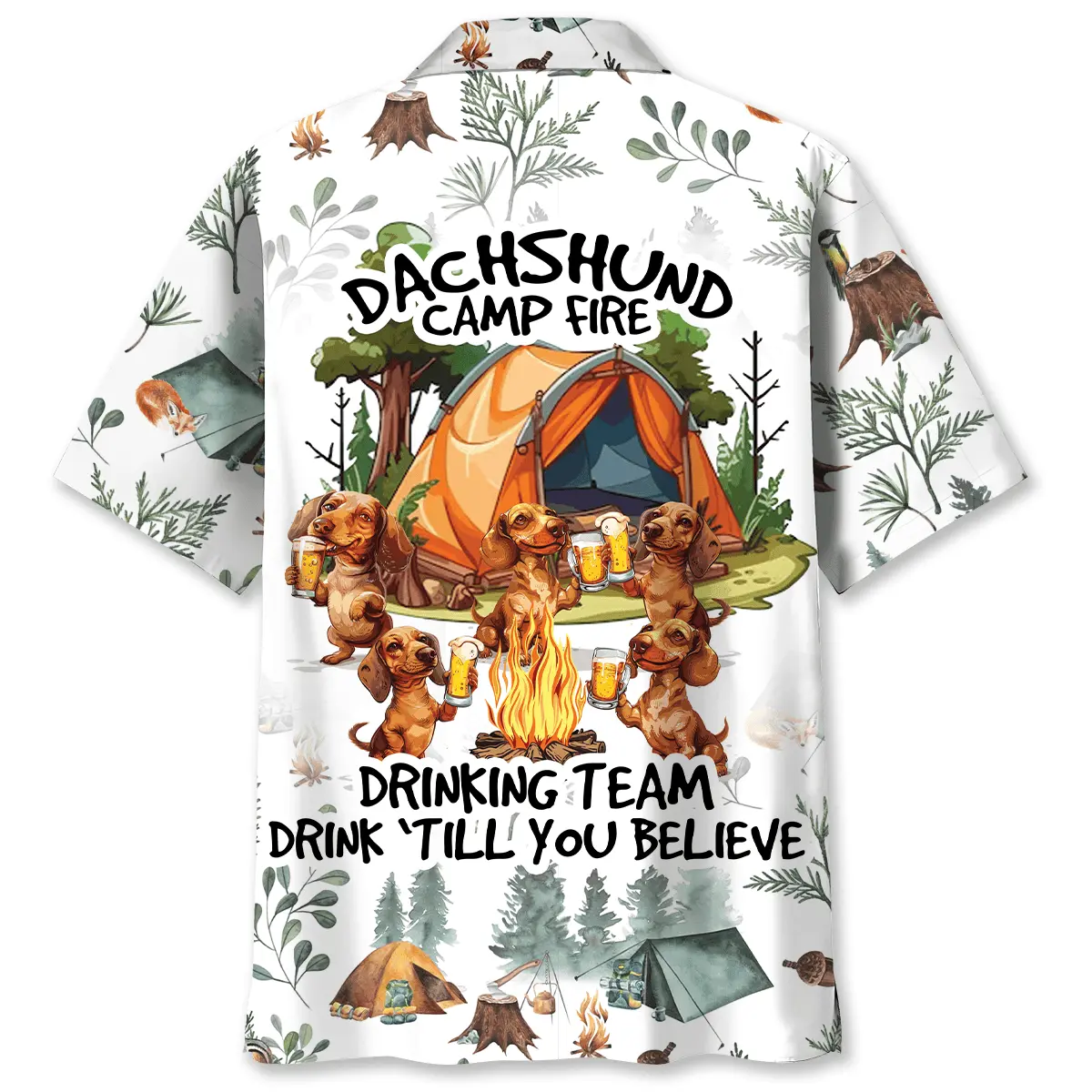 dachshund-camp-fire-drinking-team-hawaiian-shirt
