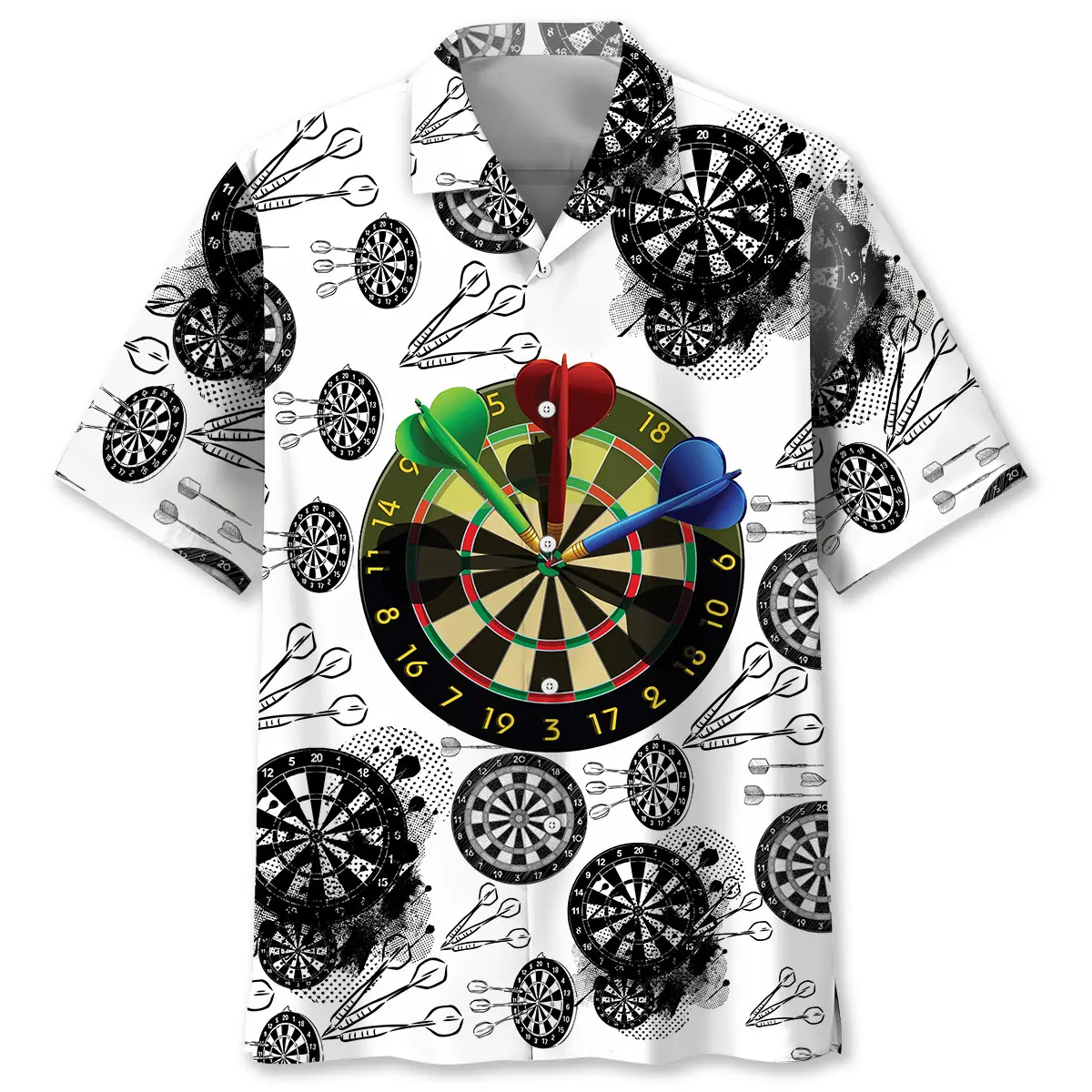 darts-black-white-hawaiian-shirt