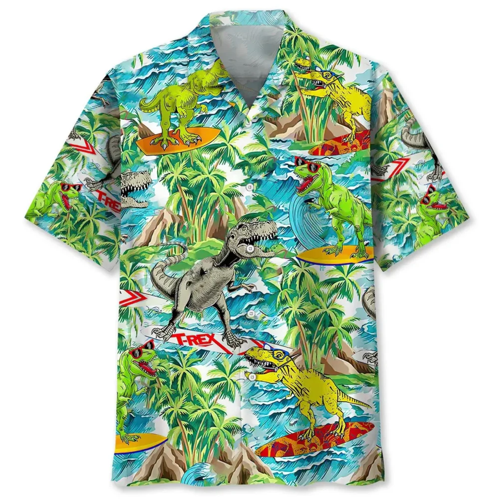 Dinosaur Surfing Hawaiian Shirt HWBN2762096 - Beltina
