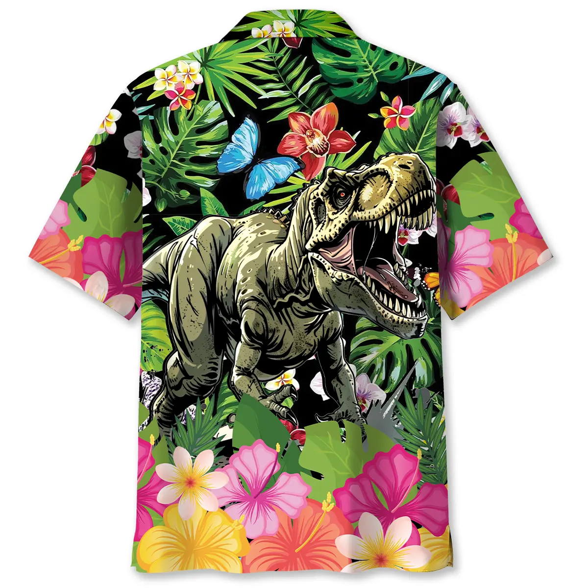dinosaur-tropical-flowers-hawaiian-shirt-2