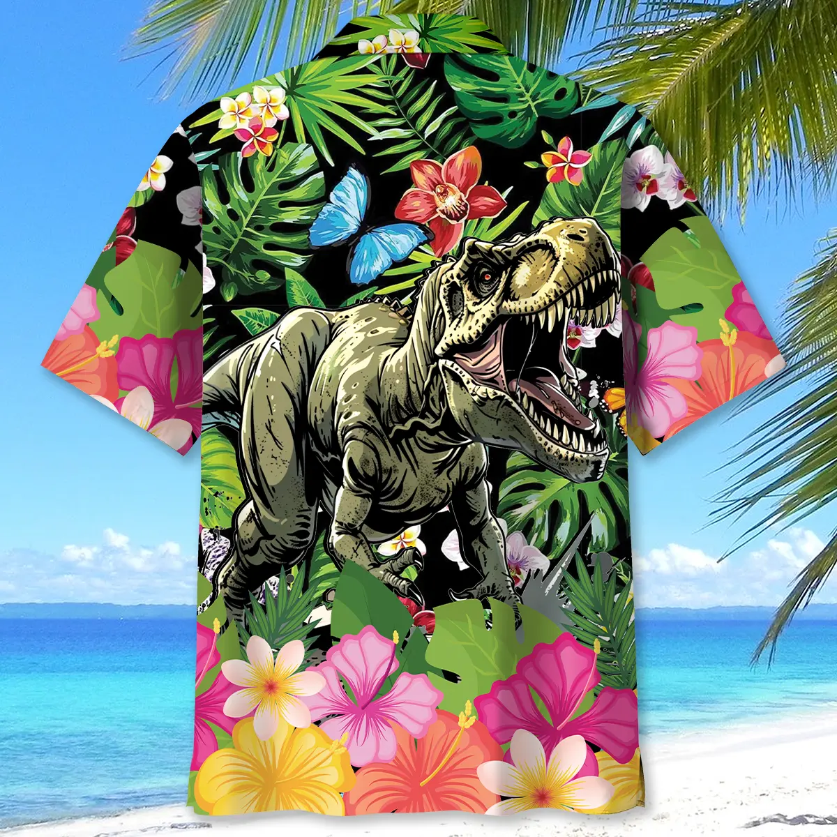 dinosaur-tropical-flowers-hawaiian-shirt-3