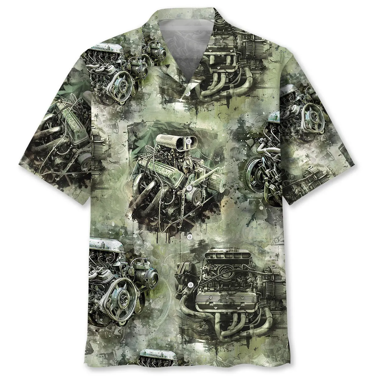 drag-racing-engine-hawaiian-shirt
