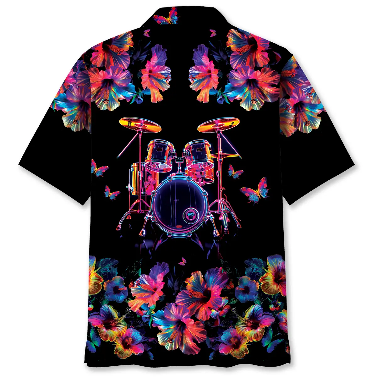 drum-neon-hibiscus-flower-hawaiian-shirt-1
