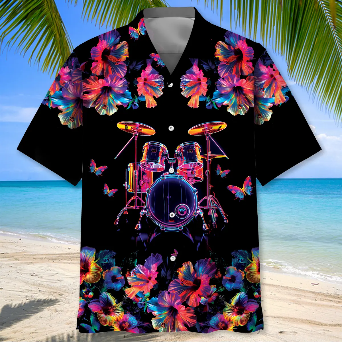 drum-neon-hibiscus-flower-hawaiian-shirt-2