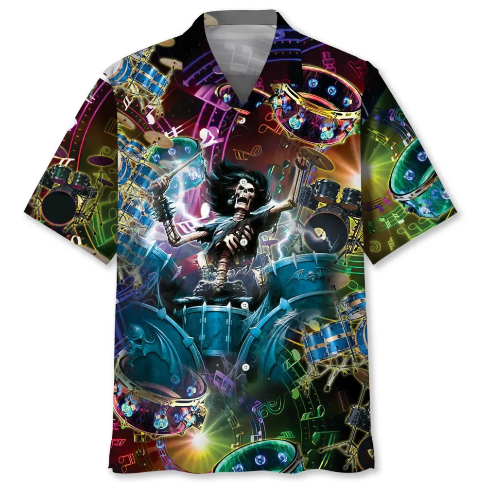 Drum Skull Hawaiian Shirt HWBN2762718 - Beltina