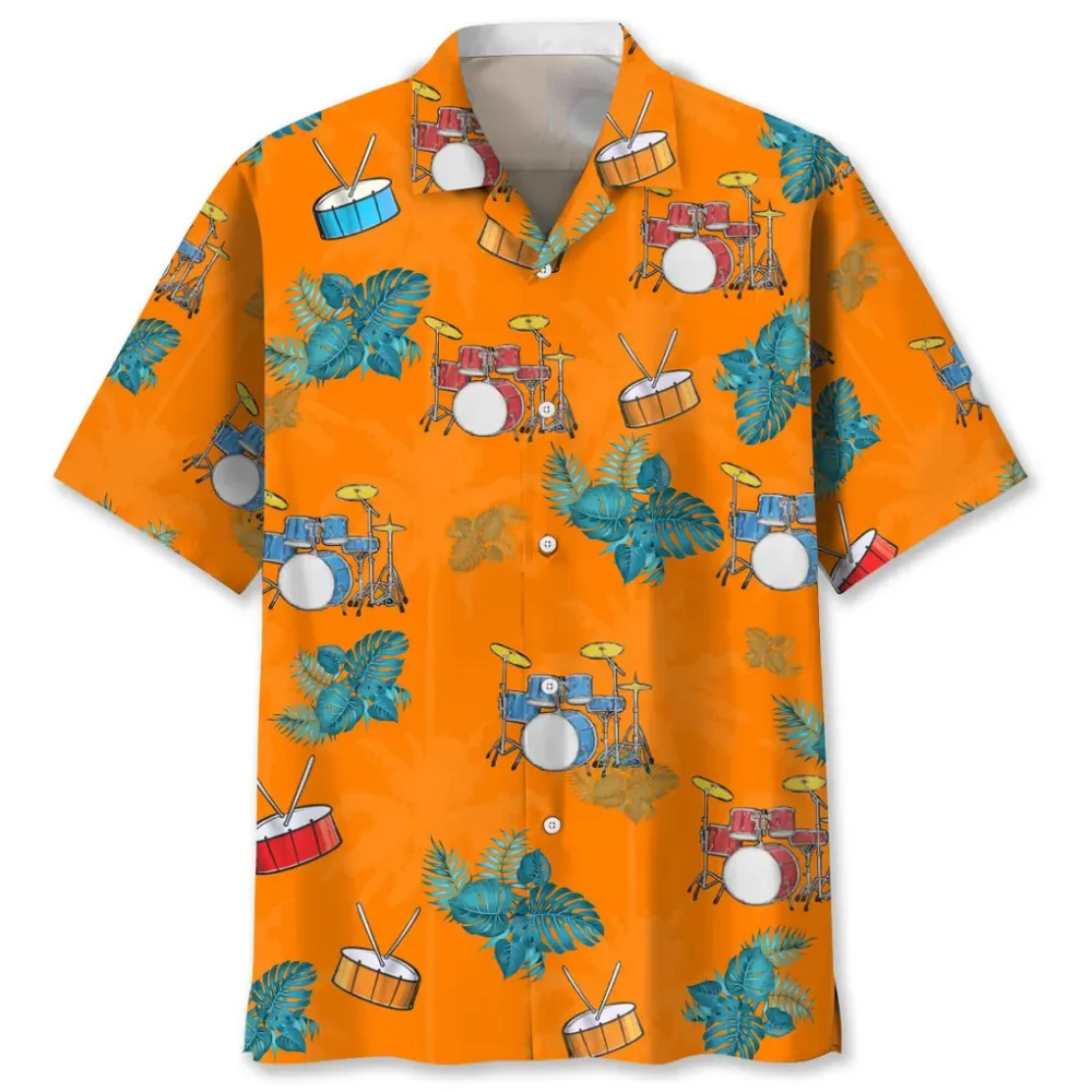 Drum Tropical Orange Hawaiian Shirt HWBN2762448 - Beltina