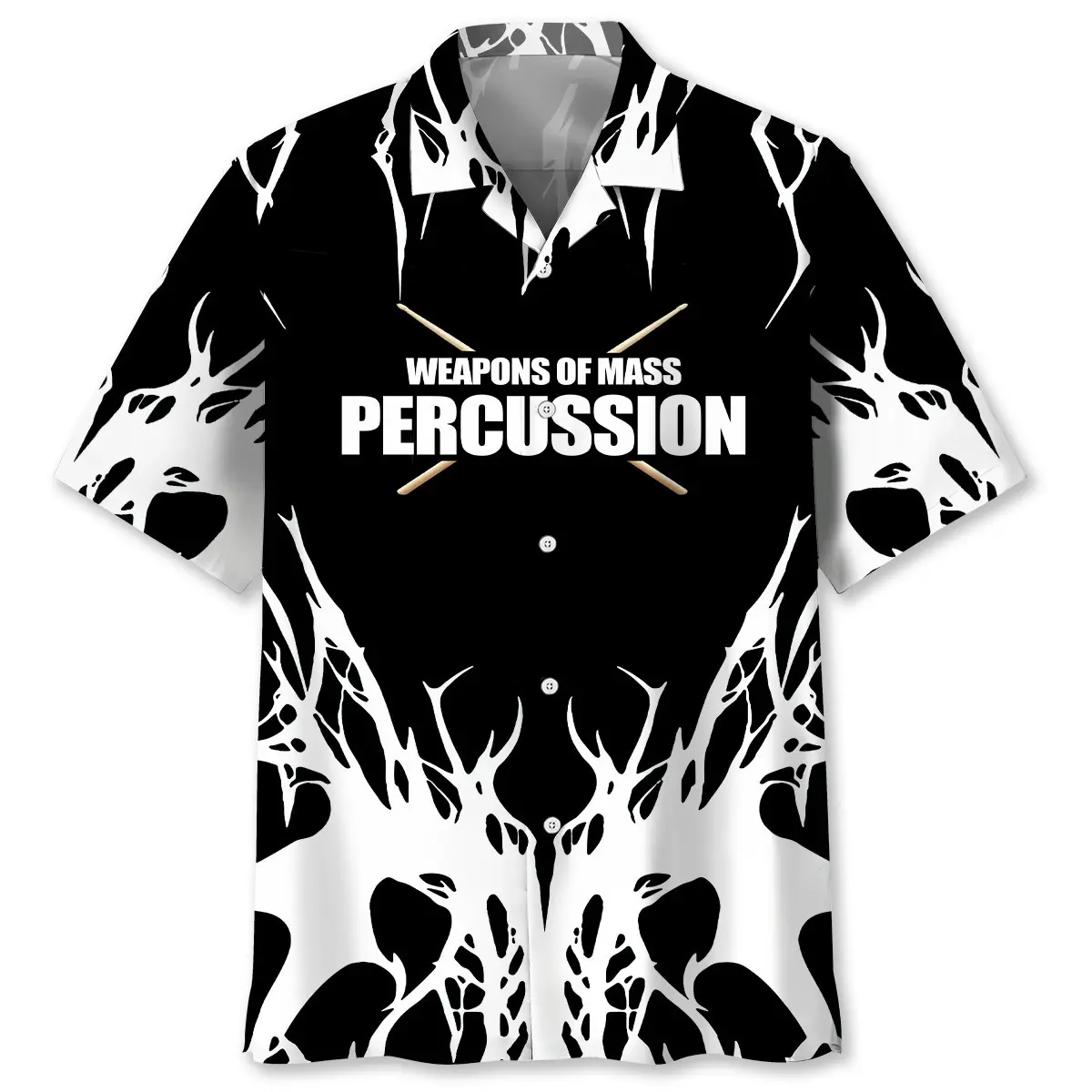 drum-weapons-black-white-hawaiian-shirt