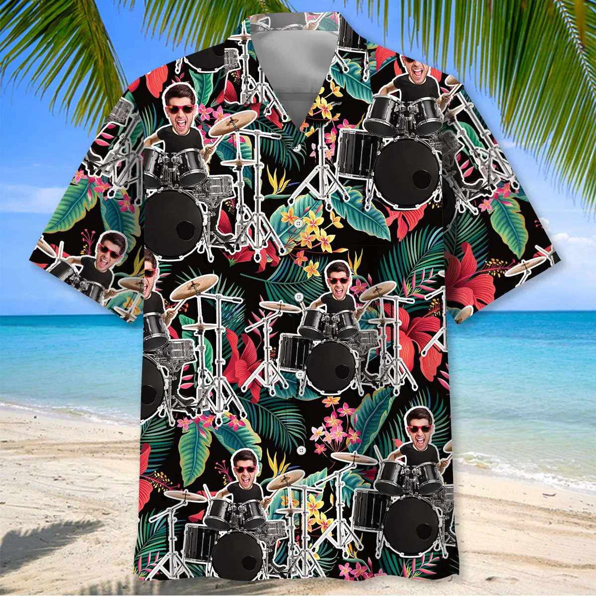 drummer-tropical-custom-photo-hawaiian-shirt-3