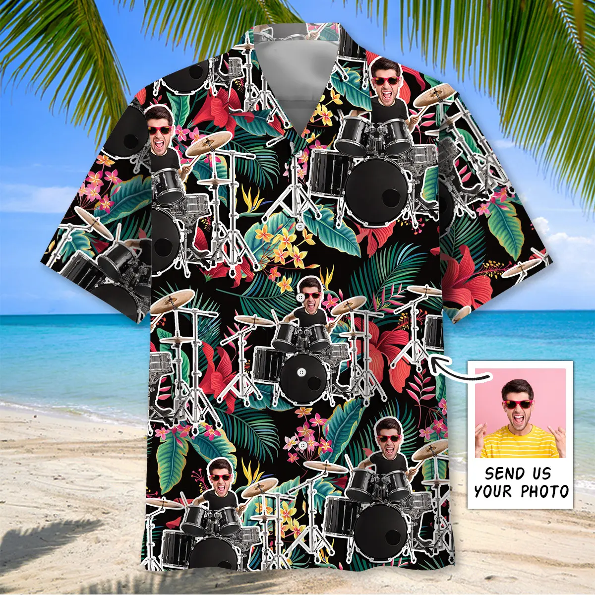 drummer-tropical-custom-photo-hawaiian-shirt
