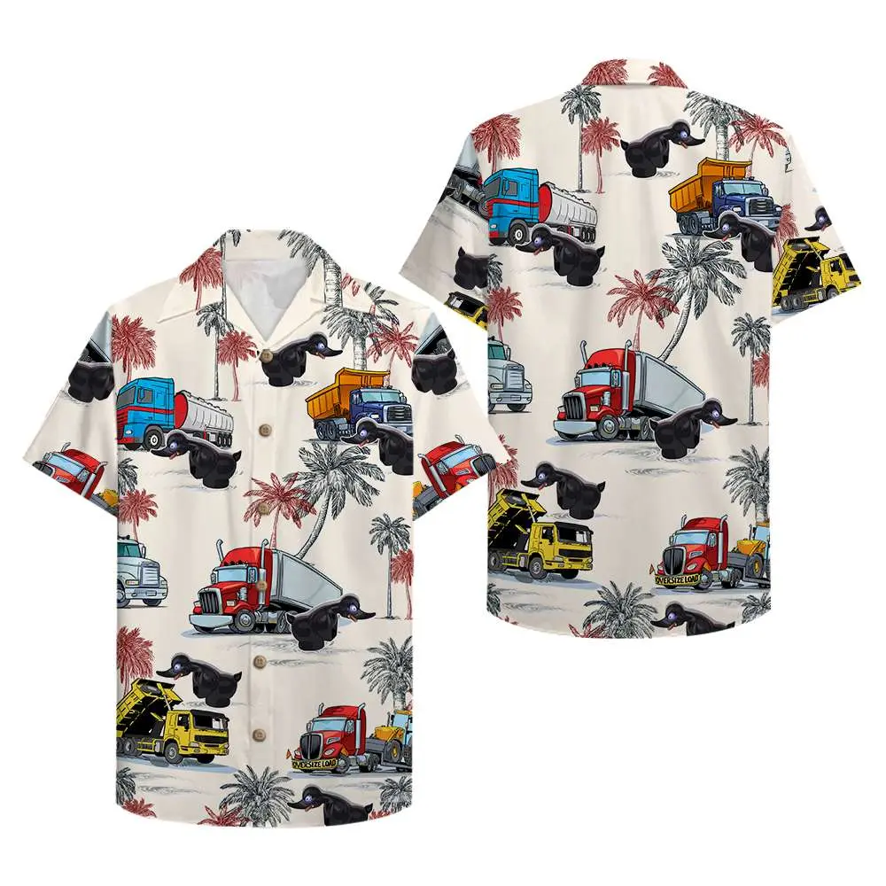 Duck Truck Pattern Unisex Hawaiian Shirt Aloha Shirt HWBN2765667 - Beltina