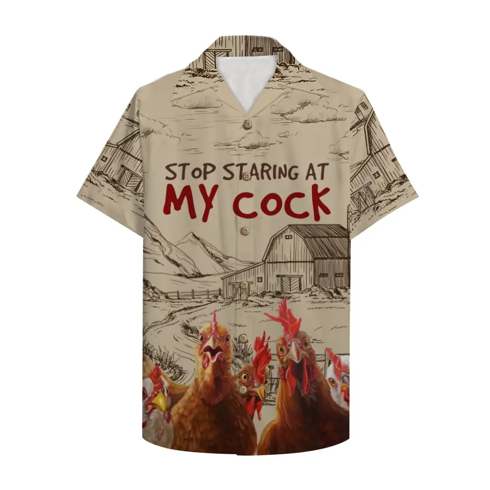 Farmer Chicken Stop Staring At My Cock Funny Unisex Hawaiian Shirt Aloha Shirt HWBN2765637 - Beltina