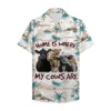 Home Is Where My Cows Are Palm Tree Pattern Unisex Hawaiian Shirt Aloha Shirt HWBN2765635 - Beltina