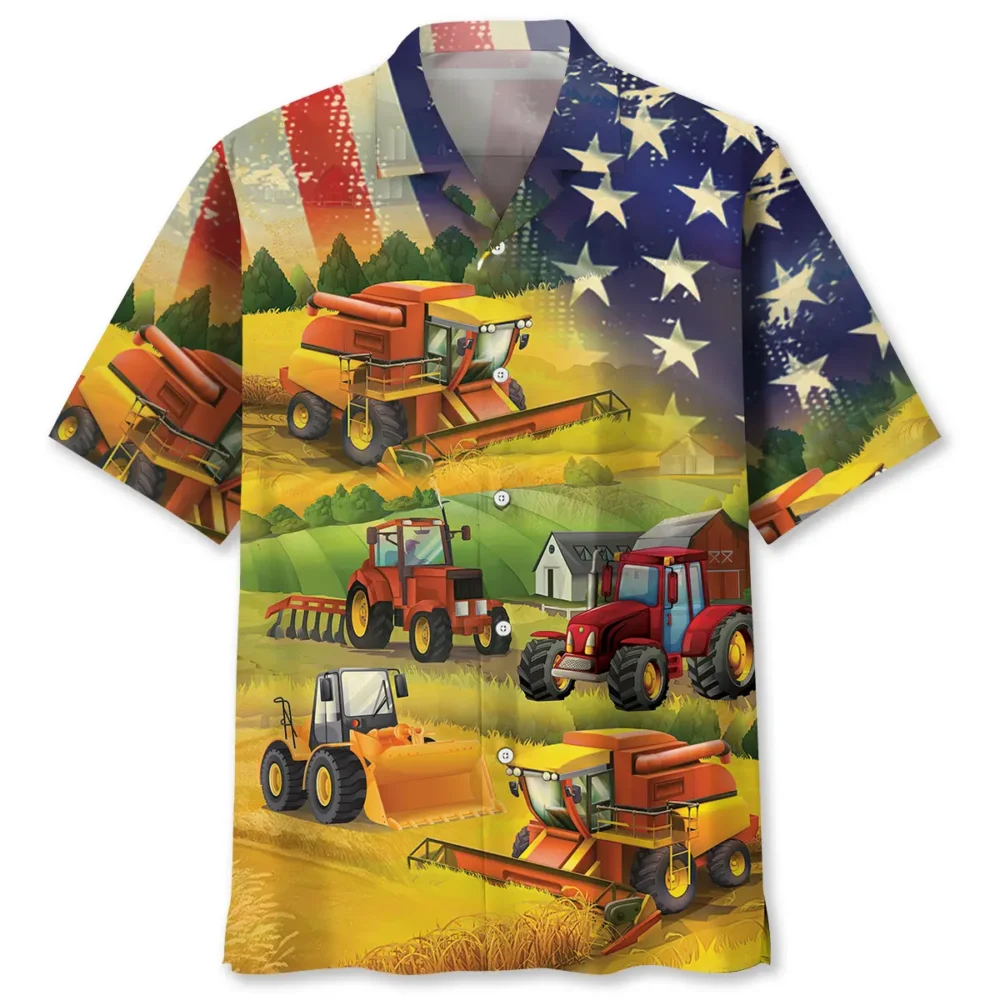 Farmer Tractor Amercian Flag Hawaiian Shirt HWBN2762988 - Beltina