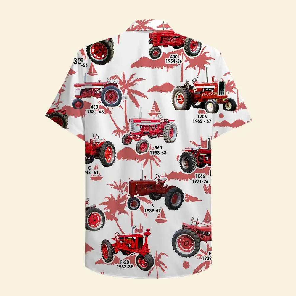 Farmer Unisex Hawaiian Shirt Aloha Shirt Summer Vibe Red Tractors Pattern HWBN2765600 - Beltina