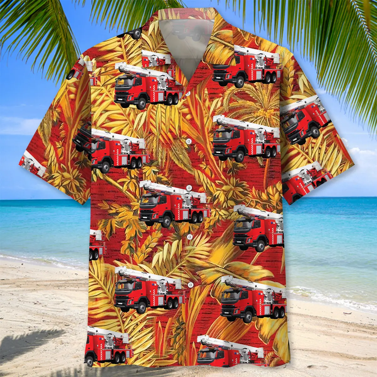fire-truck-tropical-orange-hawaiian-shirt-1