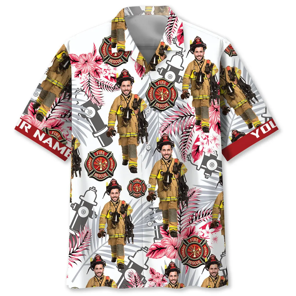 firefighter-custom-name-custom-photo-hawaiian-shirt