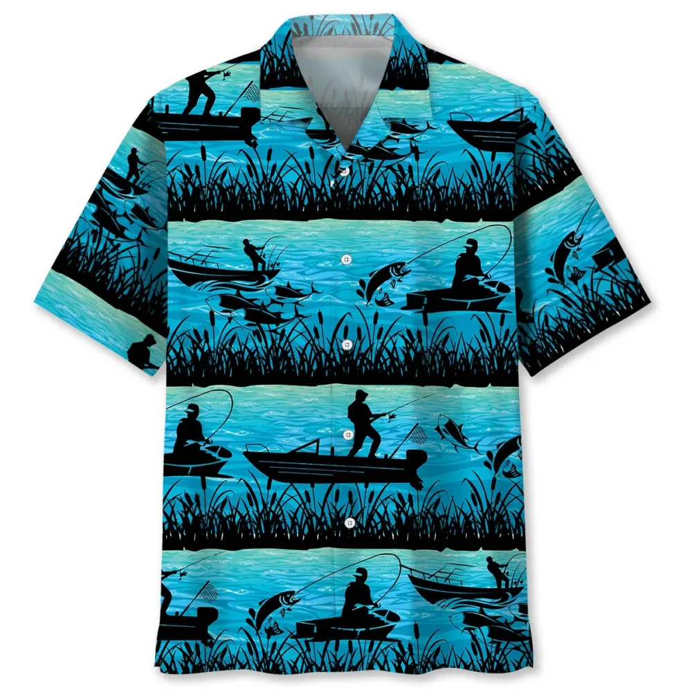Fishing Blue Hawaiian Shirt HWBN2762763 - Beltina