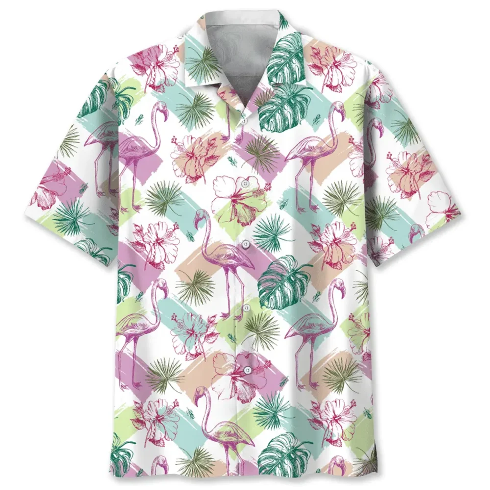 Flamingo Color Hawaiian Shirt HWBN2762702 - Beltina