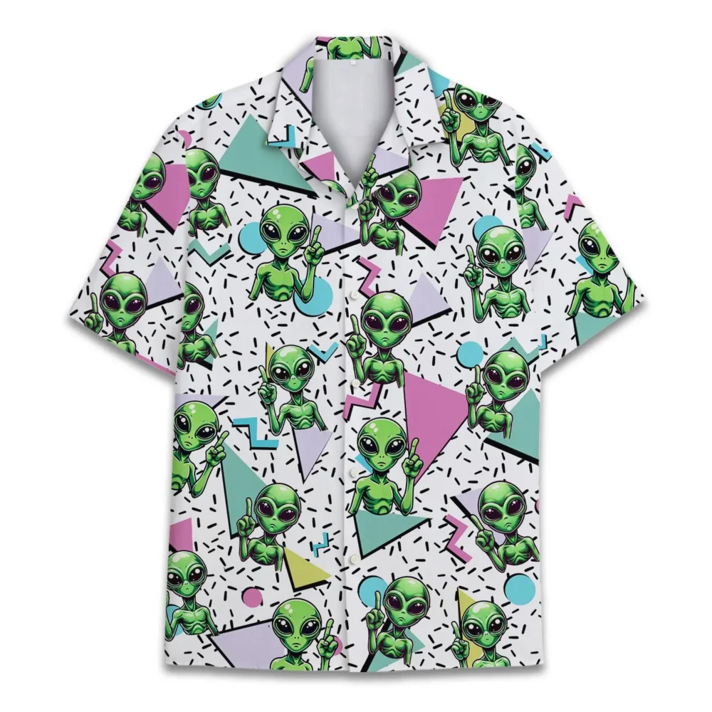 Retro 80s 90s Alien Unisex Hawaiian Shirt Aloha Shirt HWBN2765695 - Beltina