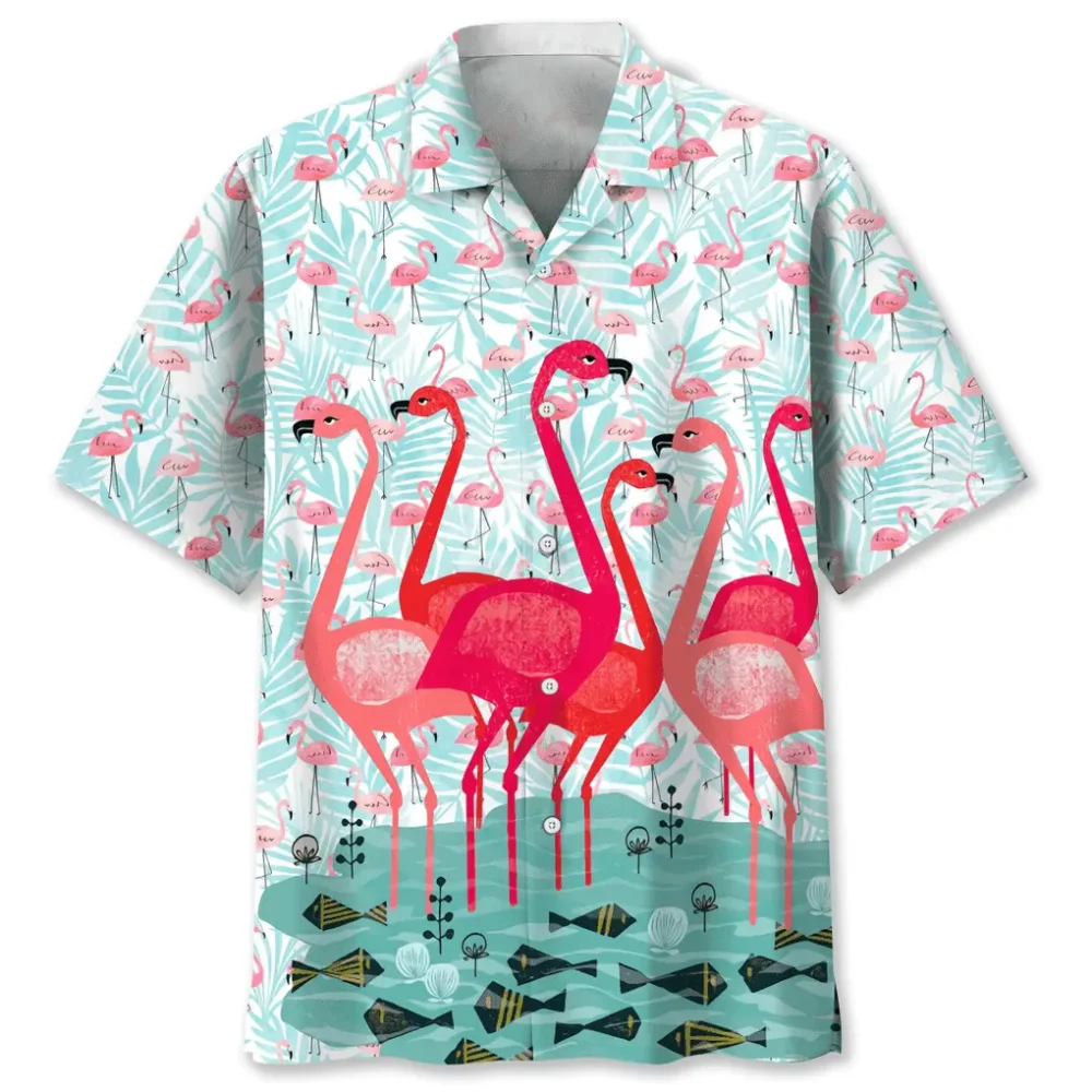 Flamingo Pink Hawaiian Shirt HWBN2762711 - Beltina
