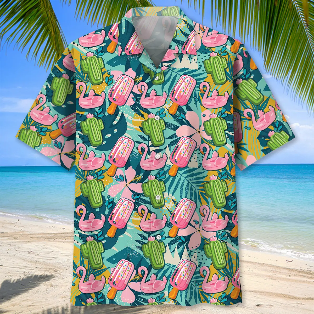 flamingo-pink-ice-cream-hawaiian-shirt-1