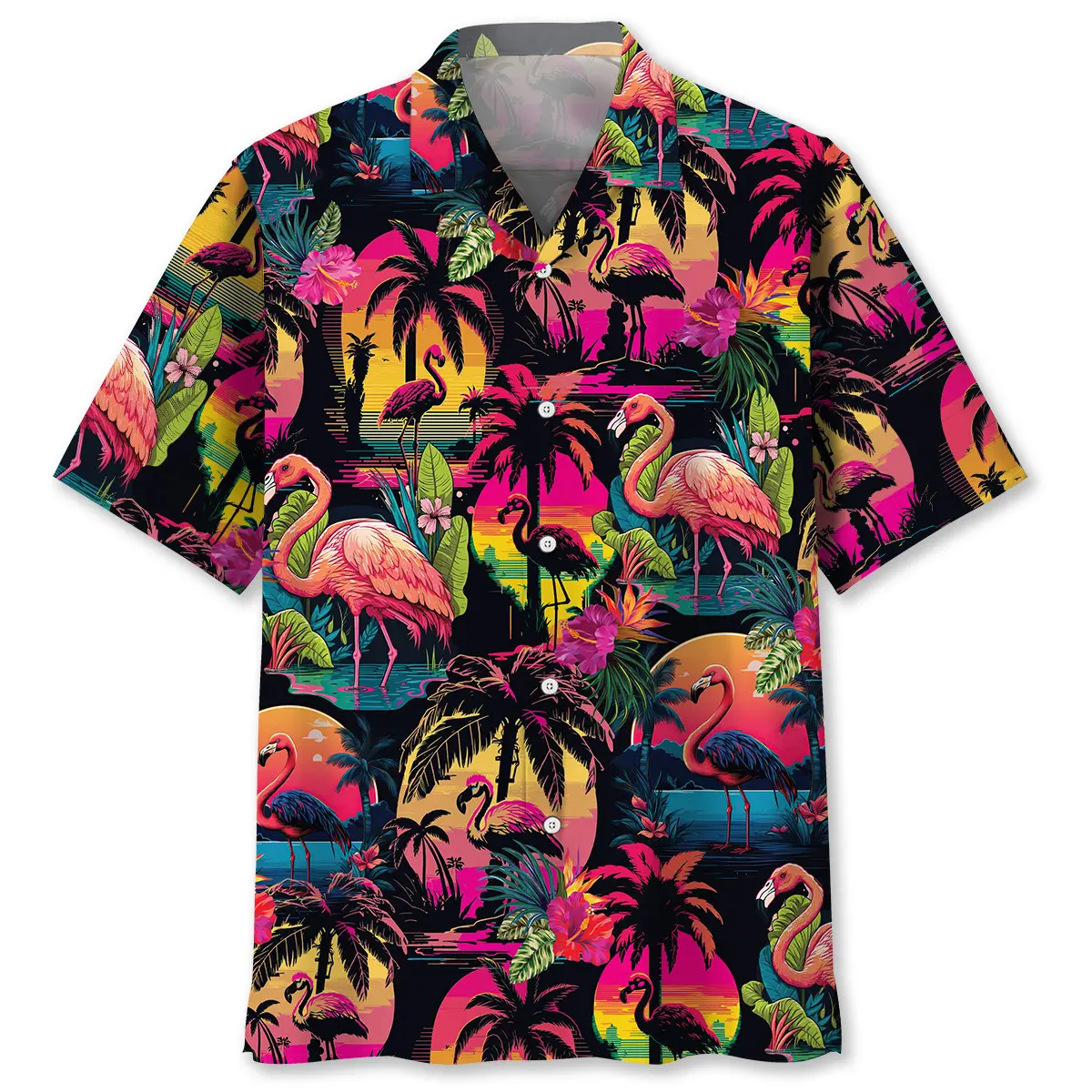 flamingo-retro-palm-tree-hawaiian-shirt