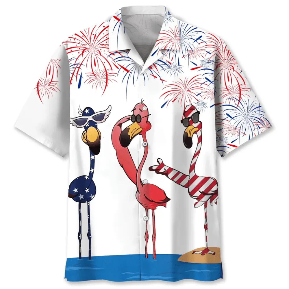 Flamingo Usa Funny Hawaiian Shirt HWBN2762714 - Beltina