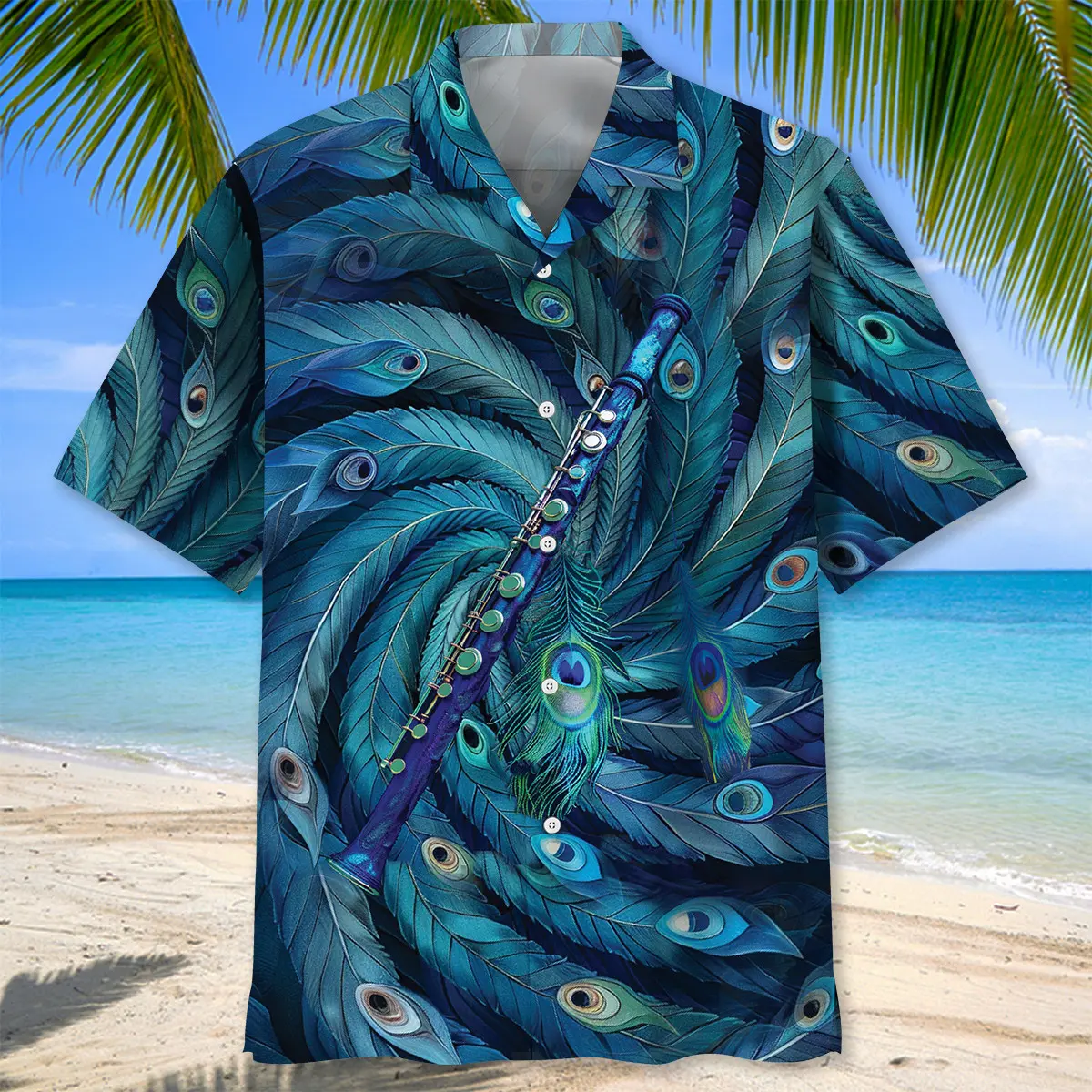 flute-peacock-hawaiian-shirt-1