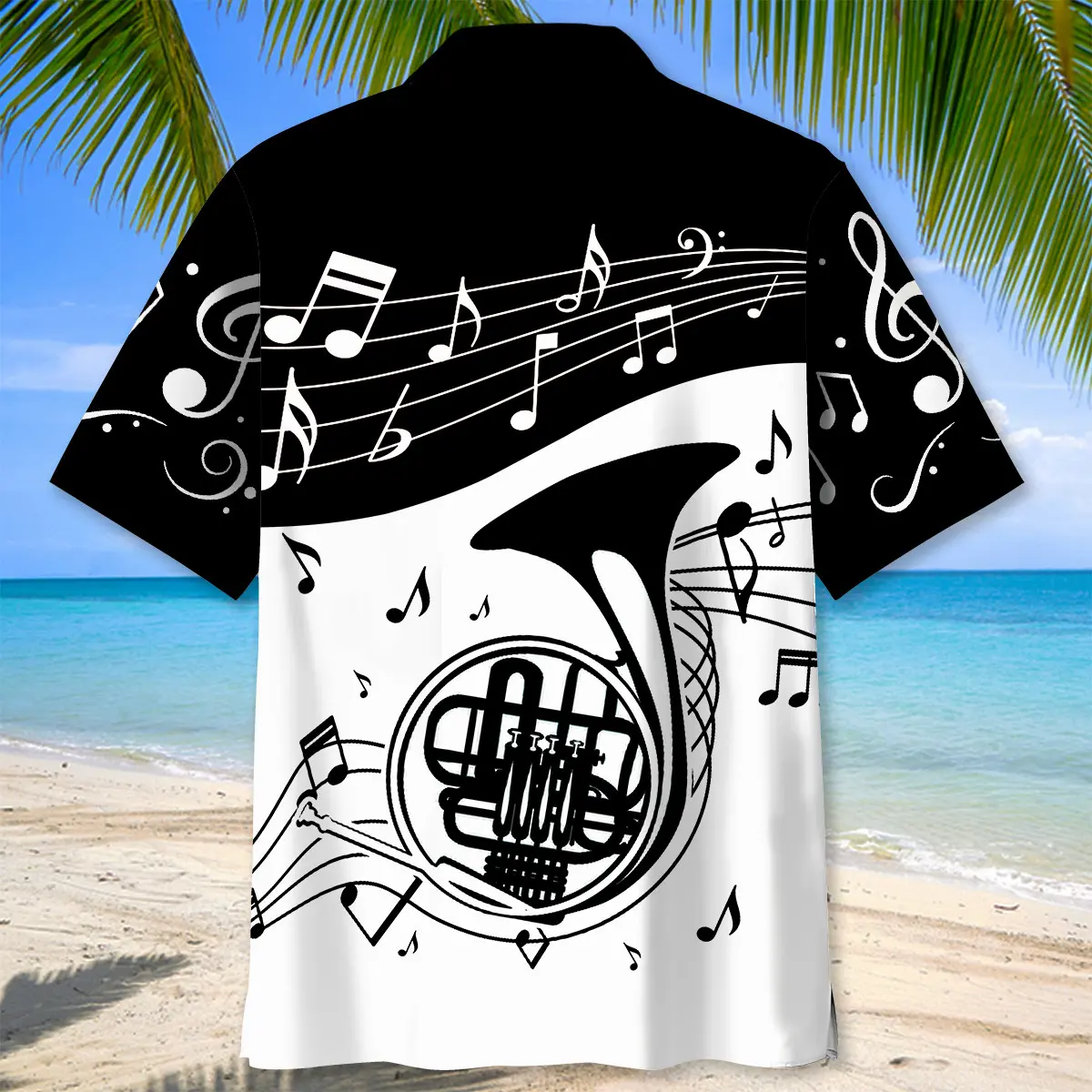 french-horn-black-and-white-hawaiian-shirt-3