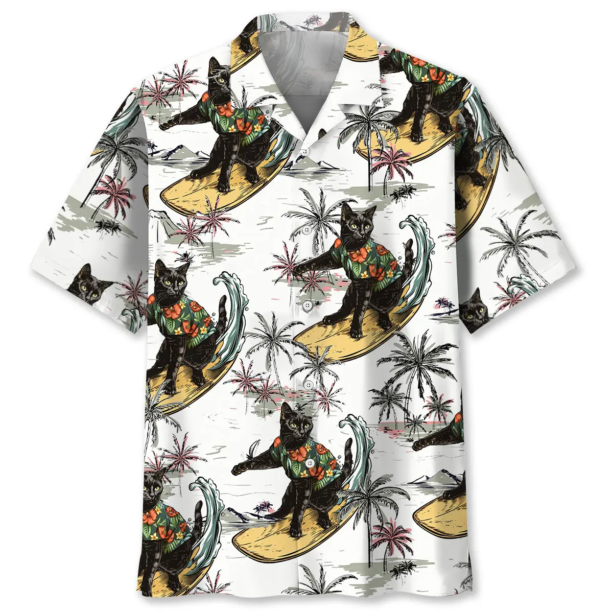 funny-black-cat-surfing-hawaiian-shirt