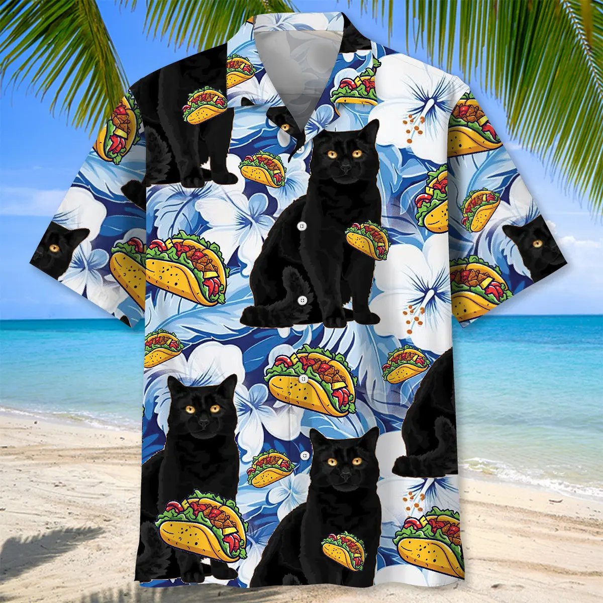 funny-black-cat-taco-blue-hawaiian-shirt-1