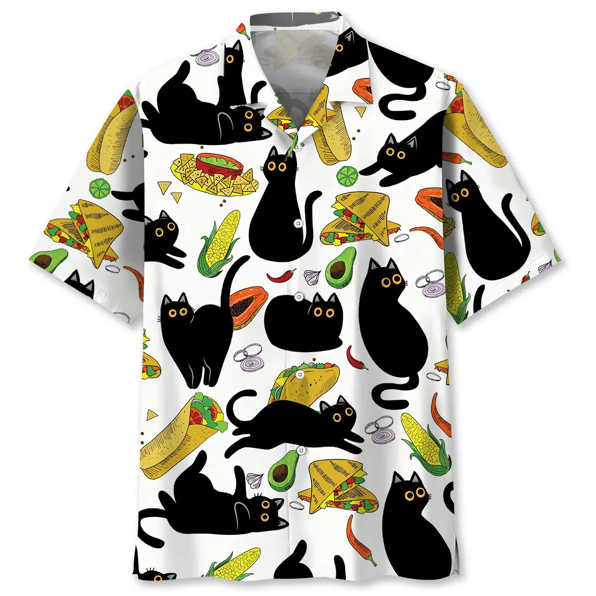 funny-black-cat-taco-hawaiian-shirt