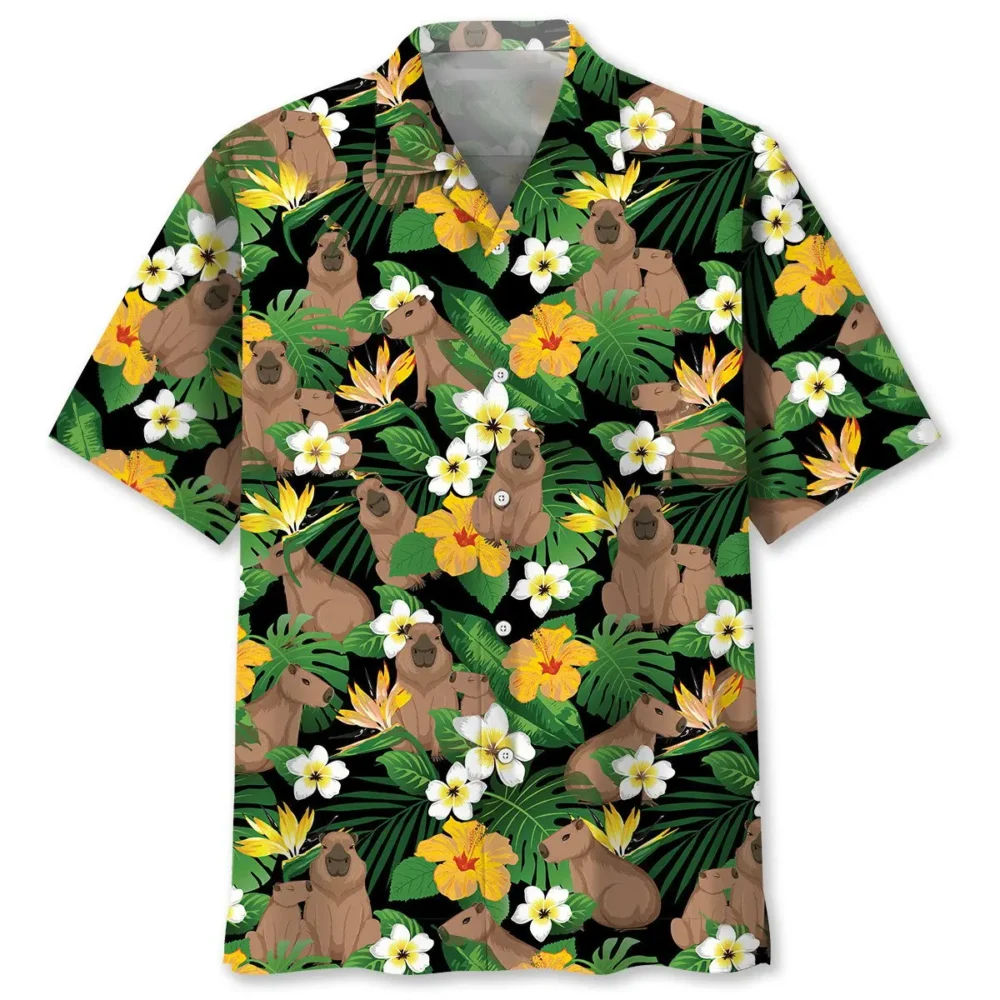 Funny Capybara Tropical Flower Hawaiian Shirt HWBN2762940 - Beltina