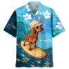 Funny Dachshund Surfing Hibiscus Hawaiian Shirt HWBN2763557 - Beltina