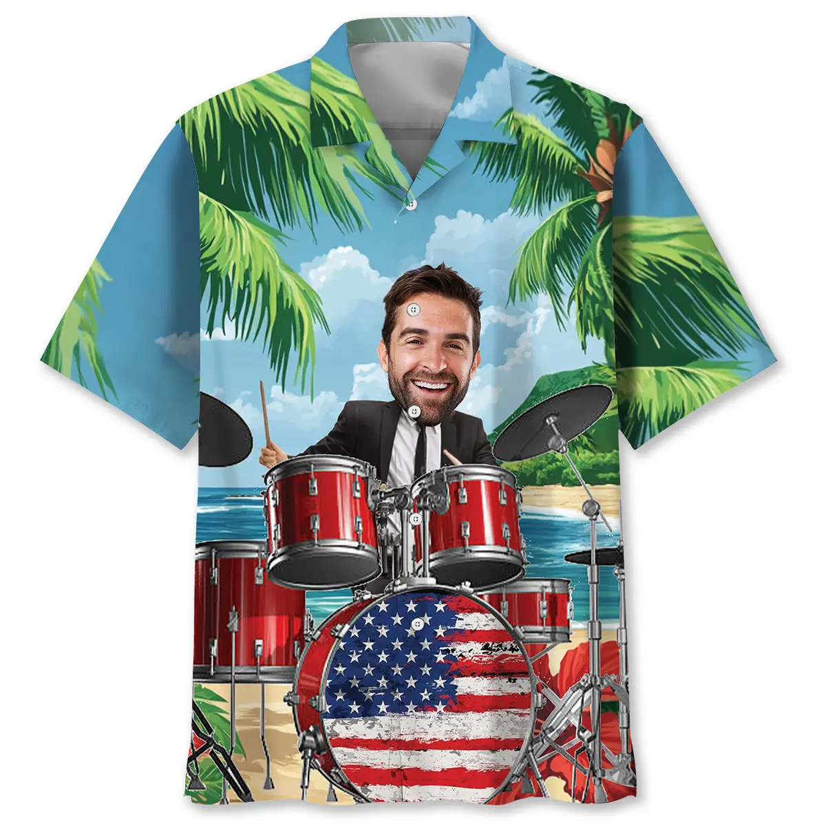 funny-drum-beach-custom-photo-hawaiian-shirt-1