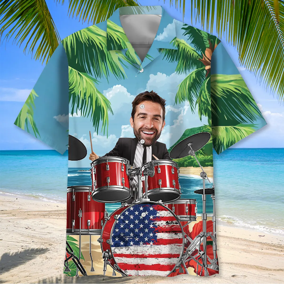 funny-drum-beach-custom-photo-hawaiian-shirt-2