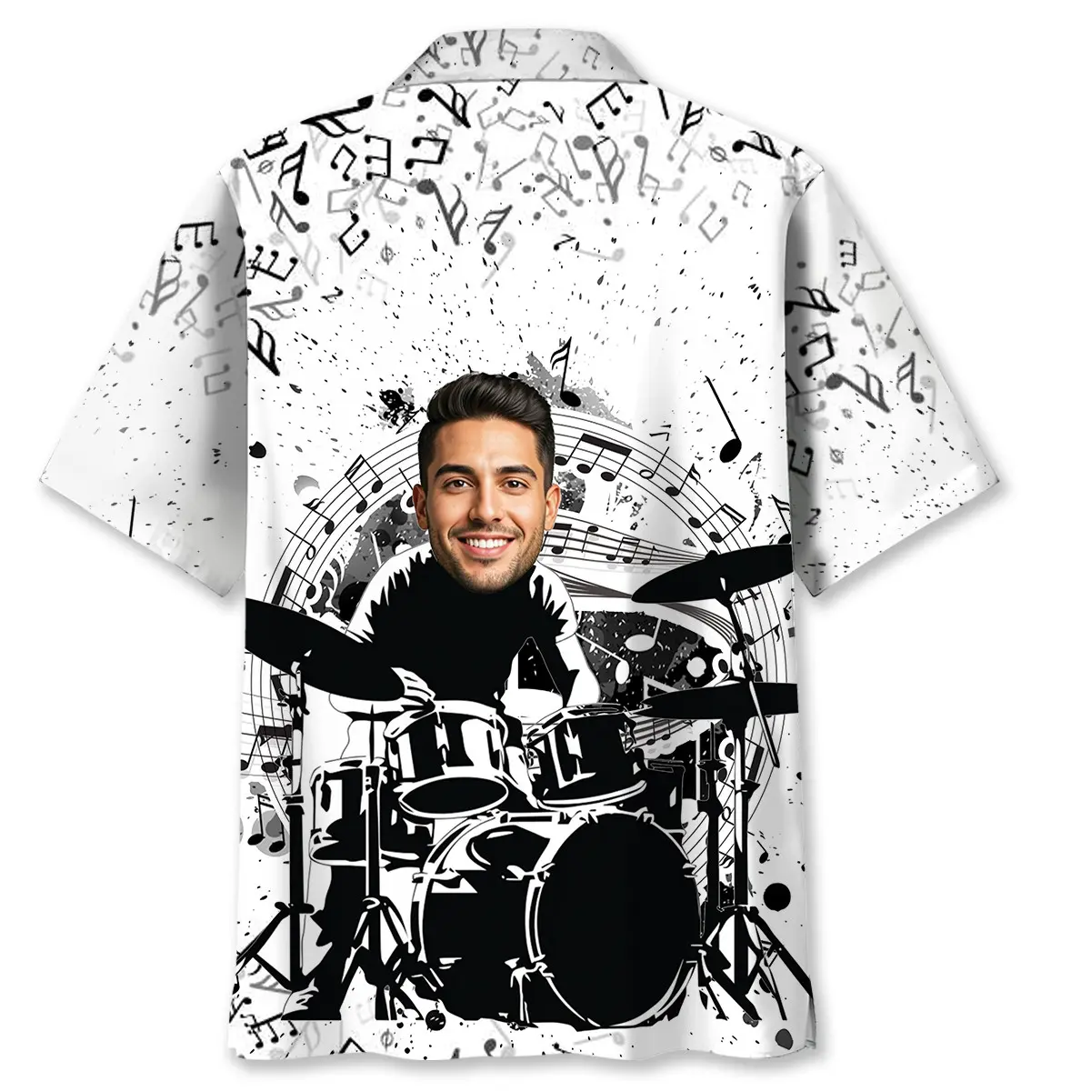 funny-drum-black-white-custom-photo-hawaiian-shirt-2