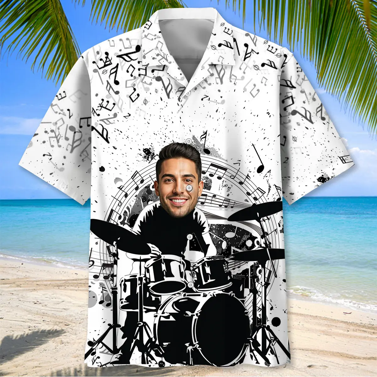 funny-drum-black-white-custom-photo-hawaiian-shirt-3