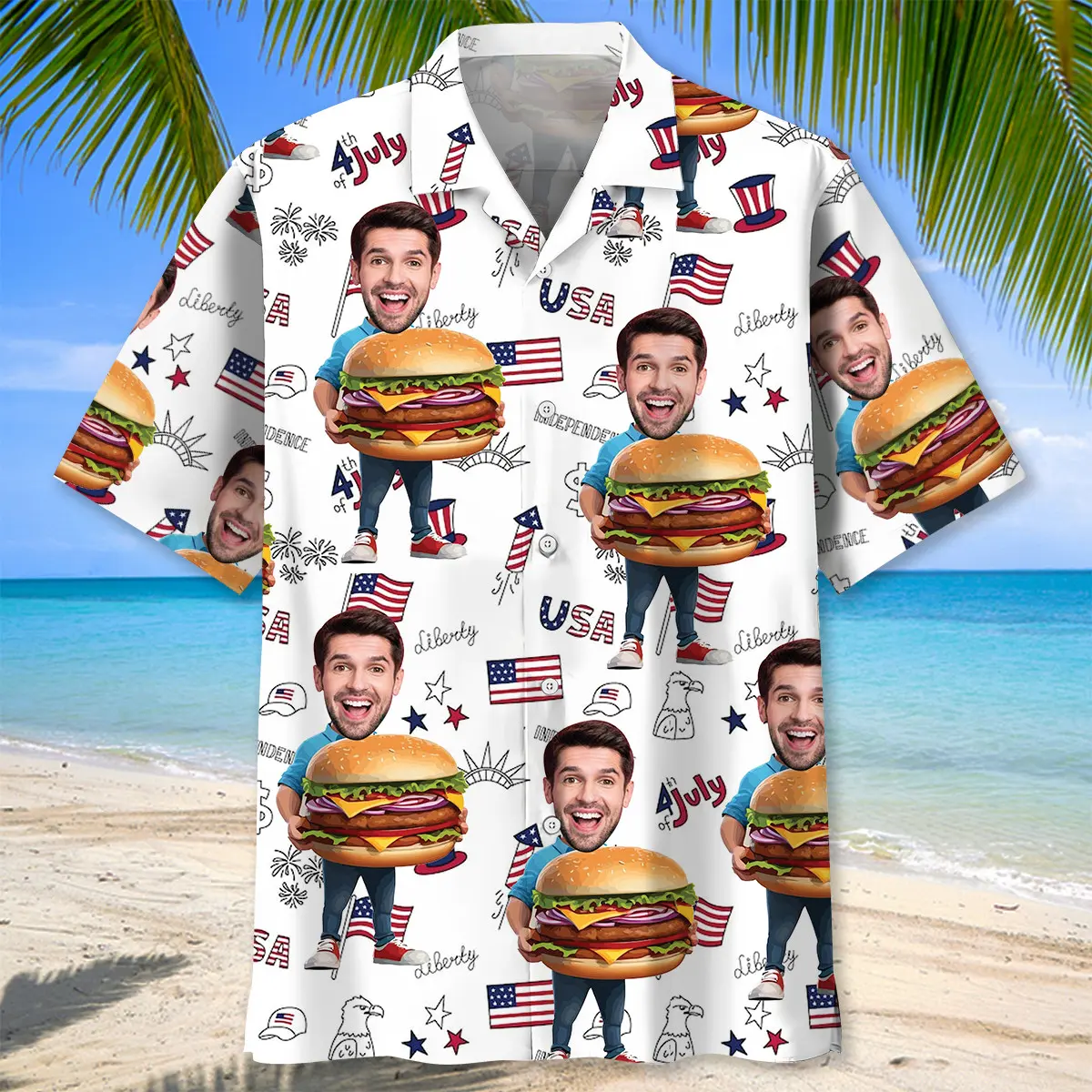funny-hamburger-man-custom-photo-face-hawaiian-shirt-1