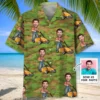 Funny Man Pushing Lawn Mower Custom Photo Face Hawaiian Shirt HWBN2764765 - Beltina
