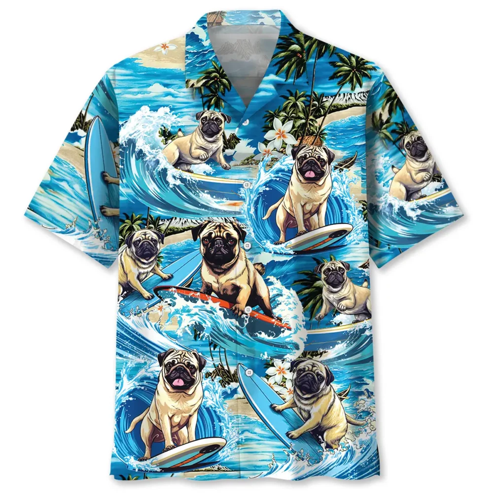 Funny Surfing Pug Hawaiian Shirt HWBN2763019 - Beltina