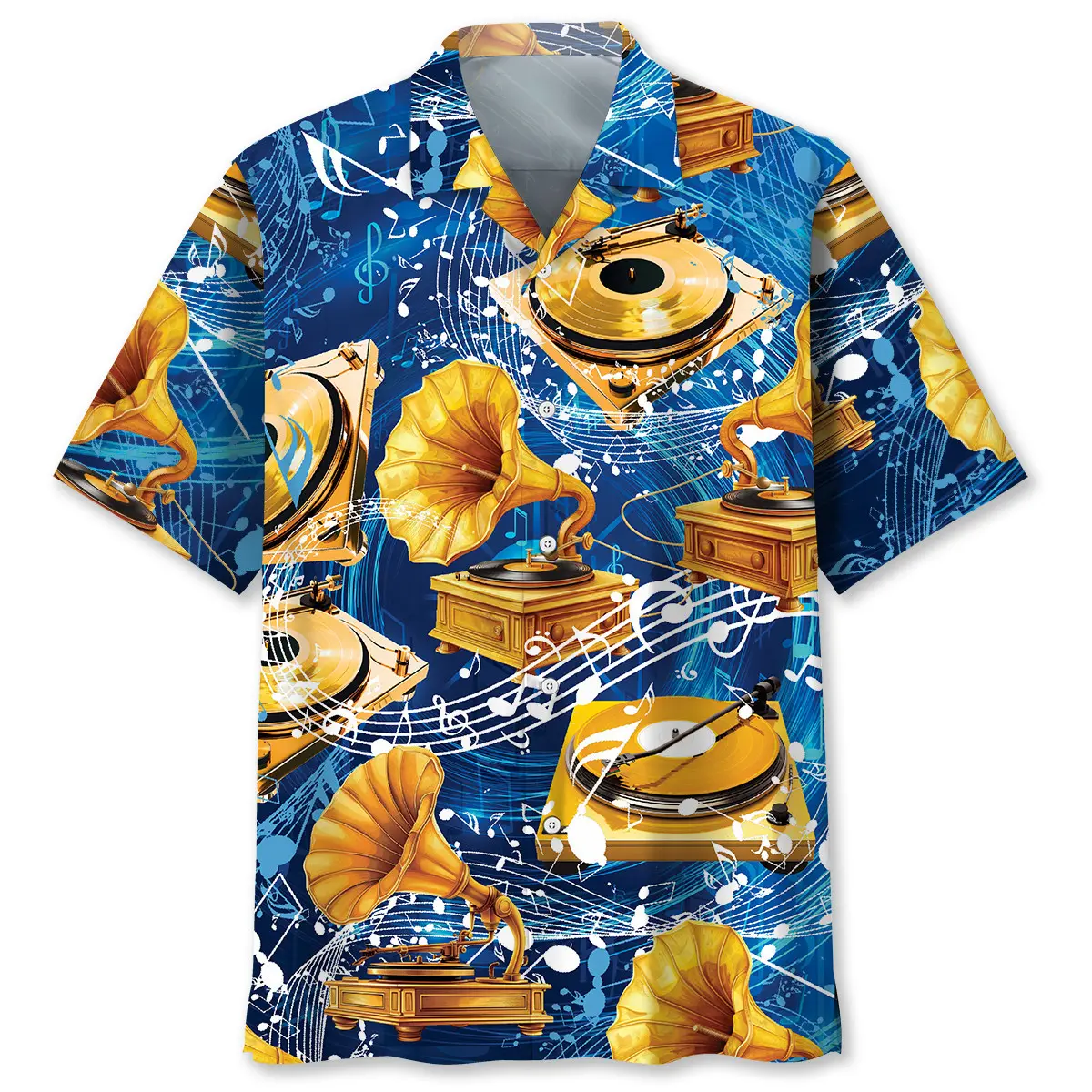 gold-vinyl-record-hawaiian-shirt