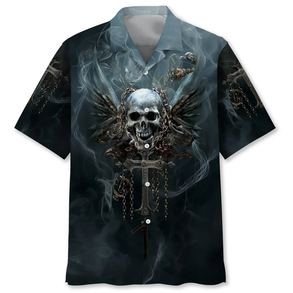 gothic-skull-art-hawaiian-shirt